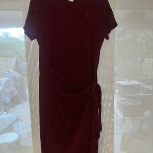 Dolan Red Wrap Tie Front Midi Dress